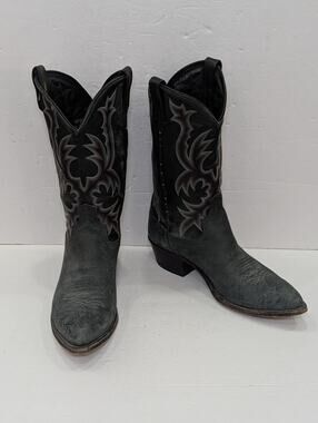 Dan Post Mens Charcoal Gray Western Cowboy Leather Mid-calf Boots Size 10.5D